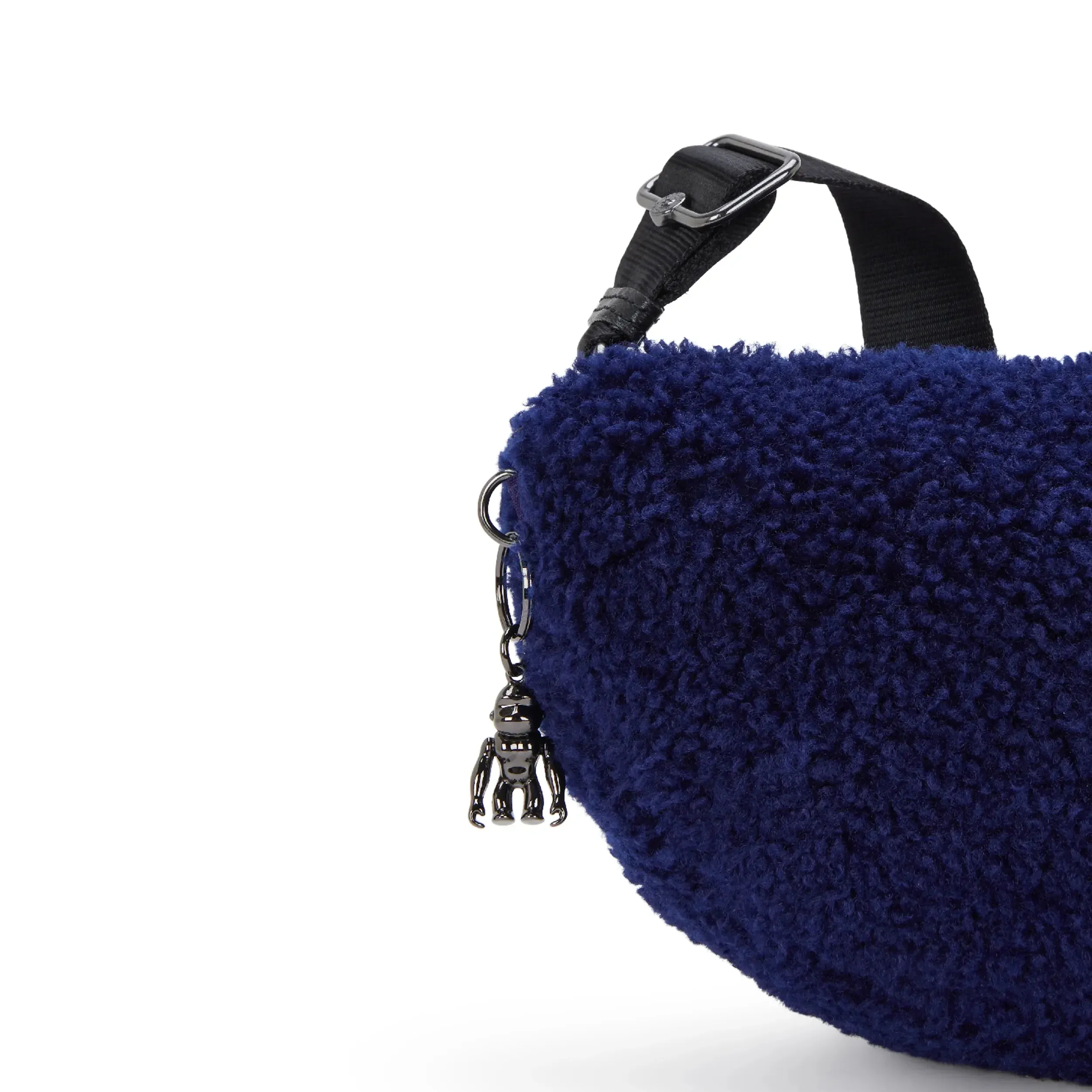 Bolsa Crossbody Pequena Julissa com Forma de Crescente e Pelúcia